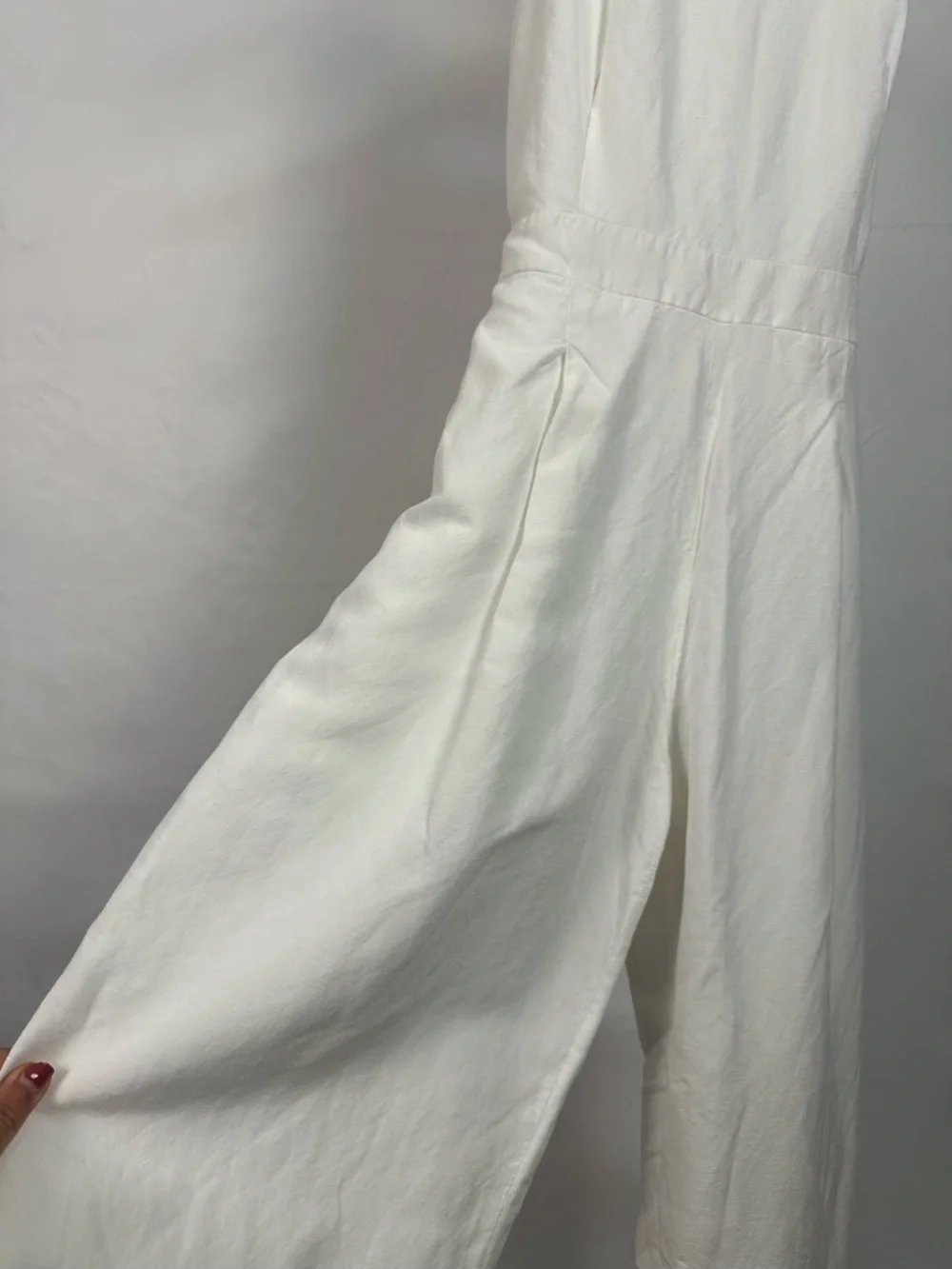 Banana Republic White Sleeveless Tie-Waist Linen Blend Jumpsuit